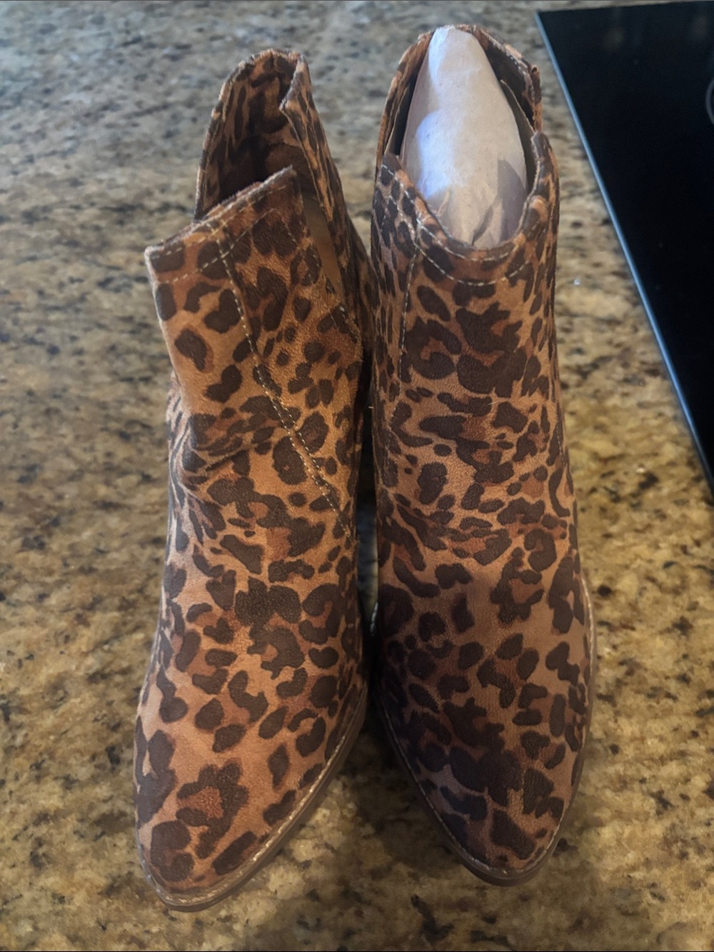 Not Rated Leopard Print Ankle Booties - Brown Runs SMALL. More like size 7
